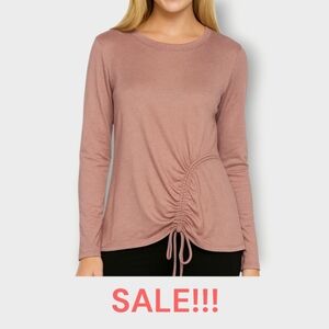 International Concepts, NWT, Metallic Knit, Ruched Tied Shirt, Pink, Size Small